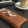 NueVue iPhone 8 / 7 Plus case tan leather sleeve case lifestyle