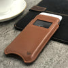 NueVue iPhone 13 mini case tan leather self cleaning case