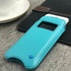 NueVue iPhone 6 case blue vegan leather self cleaning interior