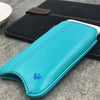 NueVue iPhone 8 / 7 Case vegan blue leather self cleaning interior