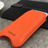 NueVue iPhone 11 and iPhone XR Case Faux Leather | Flame Orange | Sanitizing Screen Cleaning Case