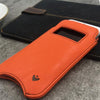 NueVue iPhone 6 case orange vegan leather self cleaning interior