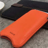 Apple iPhone 14 Pro Max Pouch Case in Kumquat Vegan Leather | Screen Cleaning Sanitizing lining