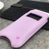 NueVue iPhone 8 / 7 case purple vegan leather self cleaning interior