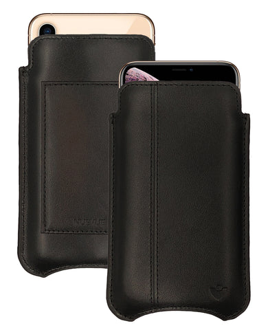 NueVue iPhone 11 and iPhone XR Wallet Case Napa Leather | Black | Sanitizing Screen Cleaning Case