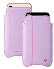 NueVue iPhone 11 Pro Max and iPhone Xs Max Case Faux Leather | Sugar Purple | Sanitizing Screen Cleaning Case