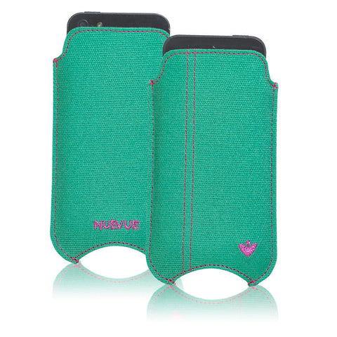 iPhone SE-1st Gen, 5 Sleeve Case in Aqua Green Canvas | Screen Cleaning Sanitizing Lining