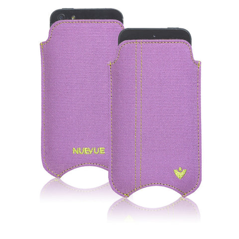 Apple iPhone SE-1st Gen, 5 Sleeve Case | Purple Canvas | Screen Cleaning Sanitizing Lining.