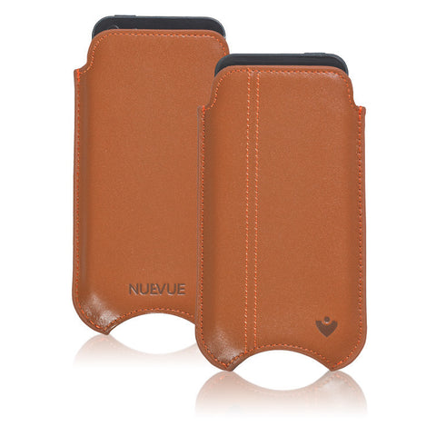 Apple iPhone SE-1st Gen, 5 Sleeve Case | Tan Napa Leather | Screen Cleaning Sanitizing Lining.